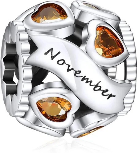 Miniatura 50 de Abalorio de plata de ley 925 con piedra natal de Ningan, abalorio de corazón para pulseras y collares, regalo de cumpleaños para mujeres y niñas