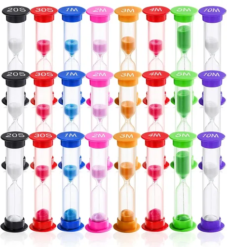 Miniatura 8 de Juego de 8 relojes de arena coloridos para niños, 20 segundos, 30 segundos, 1 minuto, 2 minutos, 3 minutos, 4 minutos, 5 minutos, 10 minutos