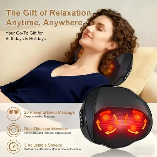 Miniatura 3 de LEERCON Masaje de espalda amasamiento almohada de masaje Shiatsu masajeador para cuello, hombros, cintura para alivio total del cuerpo