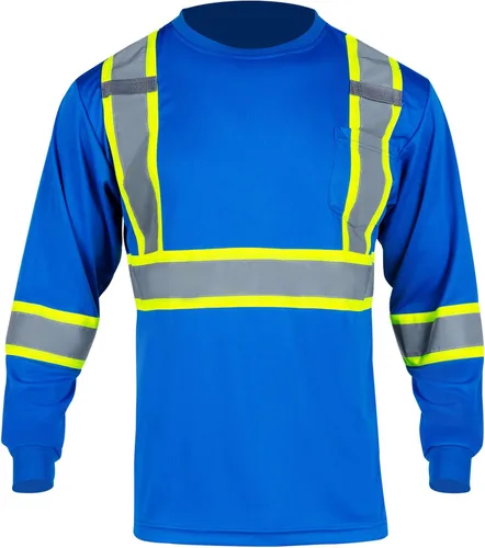 Miniatura 2 de FONIRRA Paquete de 3 camisetas de seguridad de manga larga reflectantes de alta visibilidad, camisas de trabajo de construcción ANSI Clase 3