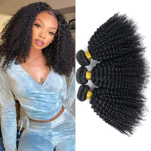 Miniatura 51 de Paquetes de cabello afro rizado y kinky, extensiones de cabello humano de 8 pulgadas, tejido rizado sin procesar, doble entretejido, virgen