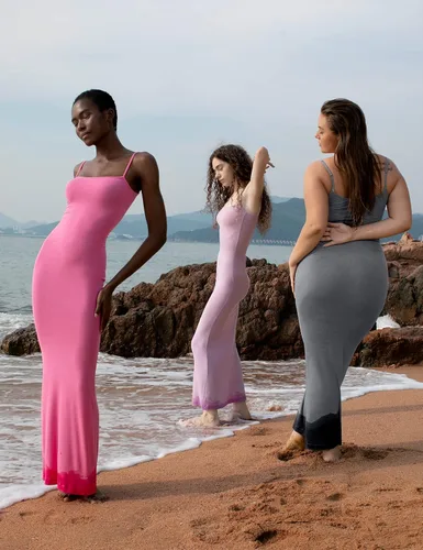 Miniatura 6 de PUMIEY Vestido largo sexy sin cordones para mujer, suave y acanalado