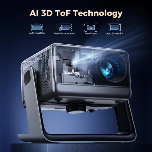 Miniatura 4 de GooDee Proyector de video con WiFi y Bluetooth, proyector portátil inteligente compatible con Netflix/Dolby Audio/Auto Focus y Keystone