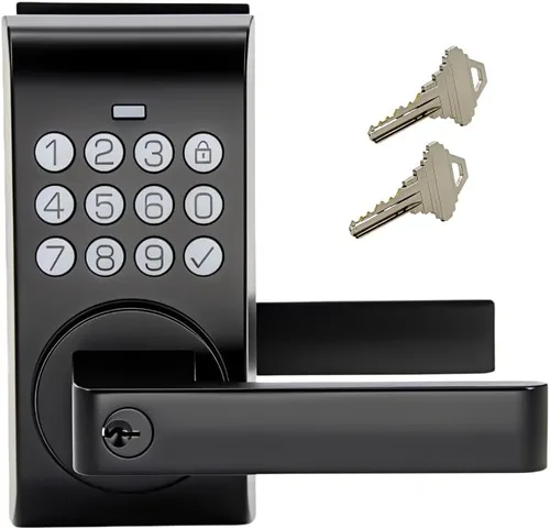 Cerradura de puerta con teclado inteligente con asa, cerradura electrónica digital de entrada sin llave para puerta delantera/interior con