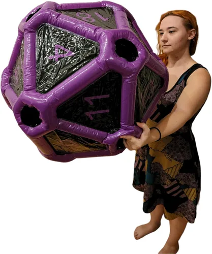 Miniatura 5 de Black Bazaar Dados grandes D20 inflables extra grandes gigantes para juegos DND RPG de mesa Juego de rol Calabozos y dragones Negro y rojo