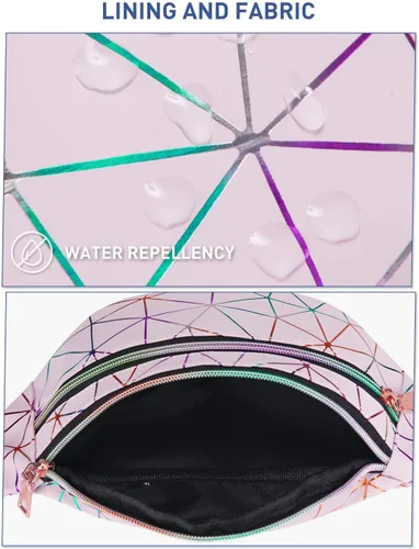 Miniatura 2 de Livacasa - Cangurera holográfica linda, brillante e impermeable para mujer, cangurera para viajes, fiestas, festivales, correr y senderismo