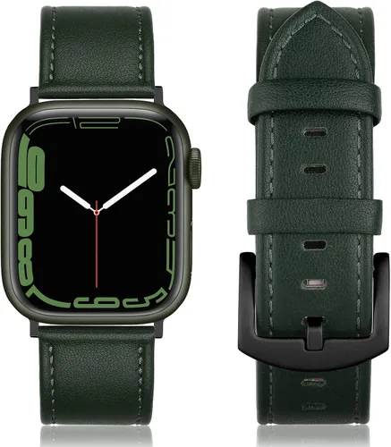 Miniatura 15 de Correa de cuero compatible con correas de Apple Watch de 1.811 in, 1.772 in, 1.732 in, 1.654 in (Serie 1/2/3) para hombres y mujeres, correa