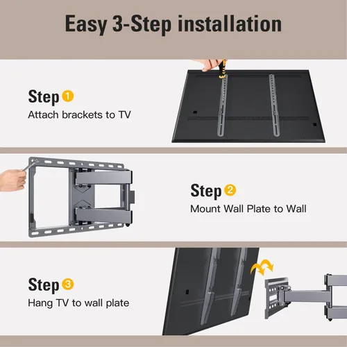 Miniatura 8 de Mounting Dream Soporte de pared para TV para televisores de 32 a 65 pulgadas, Montura con giro y inclinación, soporte de movimiento completo