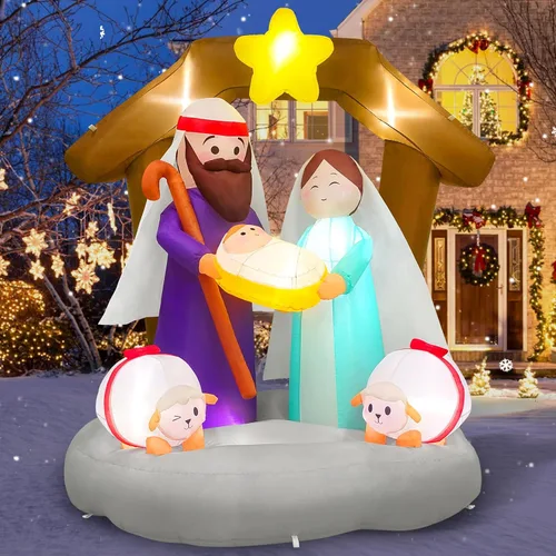 Miniatura 15 de Inflables de Navidad de 6 pies de alto para exteriores, árbol de Papá Noel, decoración de perro, luces LED integradas, divertidas decoraciones