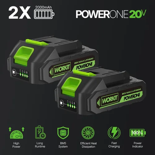Miniatura 3 de WORKIT Mini motosierra inalámbrica, motosierra eléctrica de 8 pulgadas con 2 baterías, motosierra de mano con engrasador automático, tensión sin