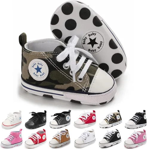 Miniatura 22 de KIDSUN zapatos deportivos altos hasta el tobillo para bebés, niños y niñas con suela antideslizante, suaves, para recién nacidos, zapatos