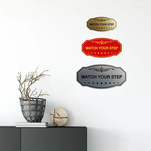 Miniatura 7 de Signs ByLITA Victorian Watch Your Step - Letrero de pared o puerta Material duradero y fácil instalación Señalización de seguridad (negro)