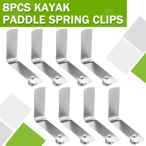 Miniatura 6 de Moxweyeni 8 clips de resorte con botón de presión, clips de poste de tienda de campaña de acero inoxidable, clips de resorte de remo para kayak