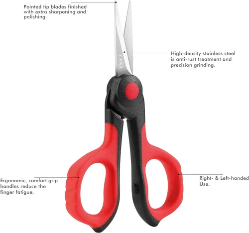 Miniatura 3 de LIVINGO Tijeras pequeñas y afiladas de 4.5 pulgadas, punta puntiaguda con detalle preciso, tijeras de acero inoxidable para cortar tela, hilo