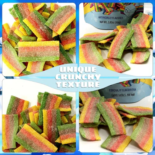 Miniatura 3 de Apexy Caramelo de cinta liofilizado Rush – Rainbow Sour Belts – Super crujiente, sabor intensificado, aperitivo de caramelo liofilizado ligero