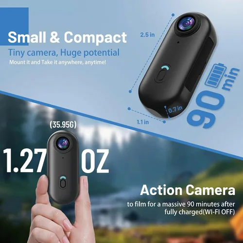 Miniatura 3 de JETO Mini cámara corporal HD 1080P, cámara portátil, clip giratorio de 360° y clip magnético, gran angular de 150°, 32G, funda impermeable