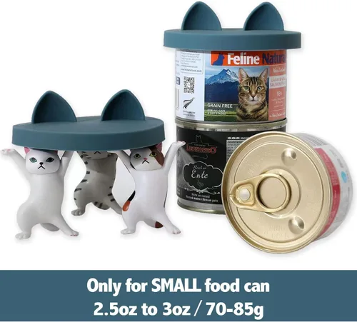Miniatura 4 de OHMO - Paquete de 2 tapas para latas de comida para gatos, pequeñas (3 onzas) de silicona para latas de comida para mascotas, latas de comida