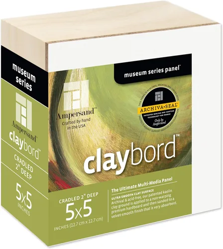 Miniatura 25 de Ampersand Art Supply Panel de pintura de madera: Serie Museo Claybord, 10 "x 10", 2" Perfil con acunado Perfil con cuna de 2
