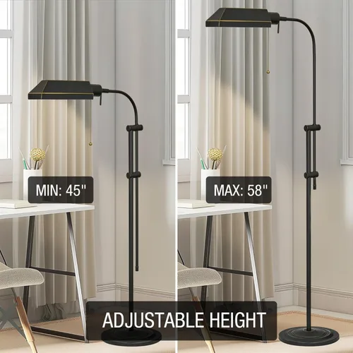 Miniatura 3 de Kira Home Prescott - Lámpara de pie industrial ajustable de 58 pulgadas, acabado de bronce oscuro, incluye bombilla LED de 6 W (60 W equivalente)