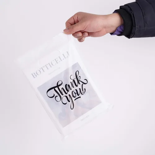 Miniatura 33 de ysmile Pequeña bolsa de compras de plástico negro con asa para pequeñas empresas Bolsa de plástico de mercancía troquelada bolsa de polietileno 100