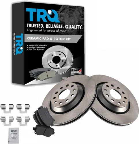 Miniatura 86 de TRQ Kit de rotor de freno trasero y pastillas de cerámica Posi premium compatible con camioneta Chevy GMC