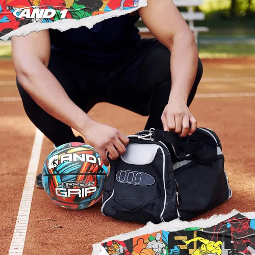 Miniatura 7 de AND1 Supreme Grip - Pelota de baloncesto de goma y bomba, pelota oficial de Streetball tamaño 7 (29.5”), hecha para juegos de baloncesto en Azul