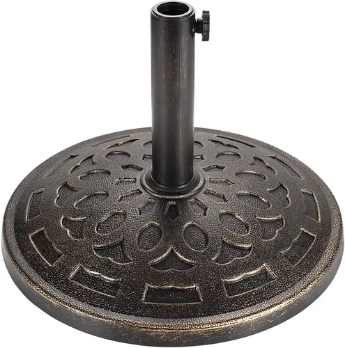Miniatura 10 de FLAME&SHADE Base redonda de 20 libras para sombrilla de mesa de mercado de patio, para exteriores, bronce