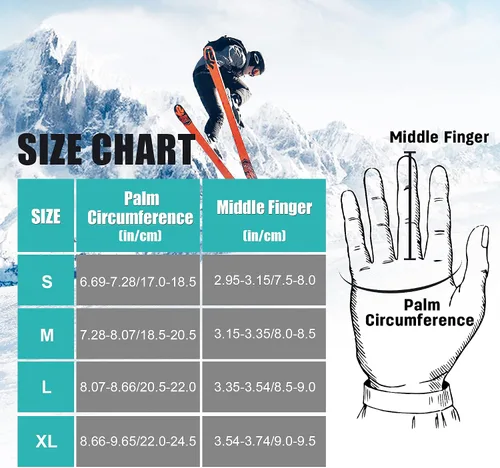 Miniatura 6 de MCTi Guantes de esquí impermeables para invierno, snowboard, nieve, cálidos, 3M, Thinsulate de piel sintética, guantes para clima frío para hombres