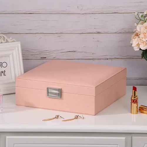 Miniatura 2 de BEWISHOME Joyero para niñas, organizador de joyas de 35 compartimentos, 6 ganchos para collares, 2 capas, cajas de joyería, estuche