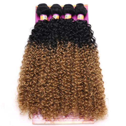 Miniatura 29 de Extensiones de cabello rizado afro rizado, sintético, tejido rápido, extensiones de cabello de fibra de alta temperatura para mujeres, color negro