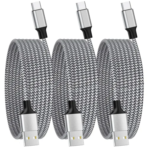 Miniatura 10 de Cable Carplay de coche para iPhone 17, cable de carga rápida, paquete de 3 unidades de 6 pies 60 W, USB A a USB C, multicolor, cable trenzado