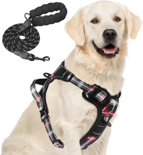 Miniatura 45 de PUPTECK Arnés para perro sin tirones para perros grandes, arnés para perro ajustable reflectante con mango de fácil control, arnés para mascotas