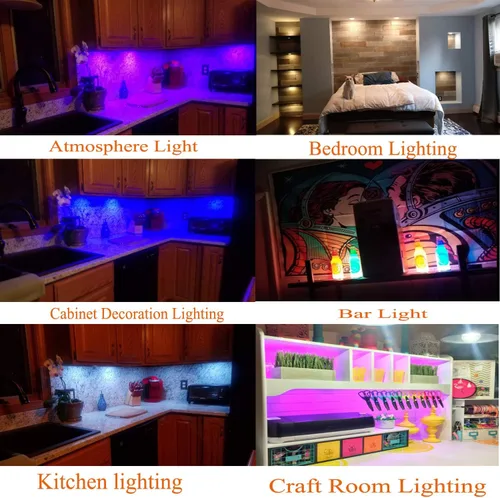 Miniatura 7 de AIBOO RGBW - Kit de luces LED de Navidad Navideñas para debajo del gabinete, RGB + blanco con cambio de color, luces de disco con control remoto IR