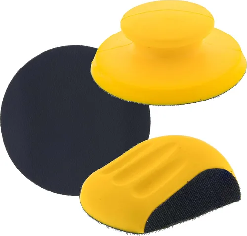 Dura-Gold Pro Series - Bloques de lijado de mano redondos y en forma de ratón de 5 pulgadas para discos de lijado DA de gancho y bucle y PSA de 5
