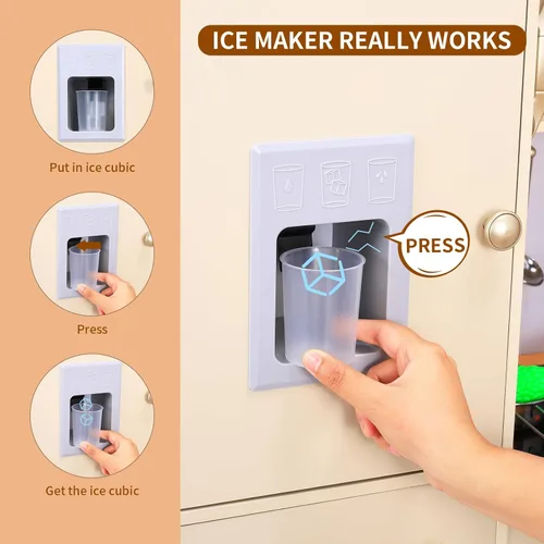 Miniatura 3 de Arlopu Cocina de Juguete para Niños, Juegos de Cocina de Madera para Niños Pequeños, Set de Cocina de Simulación con Almacenamiento y Accesorios