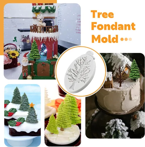 Miniatura 5 de Sijiangmold Molde de silicona para pastel de árbol de Navidad para decoración de pasteles de Navidad, decoración de cupcakes, caramelo de chocolate