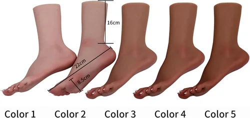 Miniatura 7 de 1:1 par de pies femeninos modelo de silicona suave arrugas en las plantas de los pies, maniquí de tamaño real estilo ballet con uñas