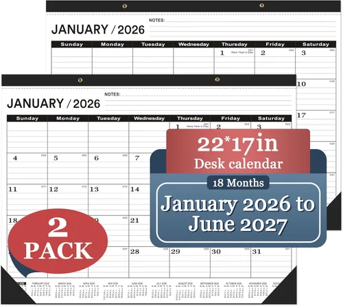Miniatura 10 de Calendario de escritorio 2025-2026 grande 22 x 17 pulgadas (julio de 2025 a diciembre de 2026) calendario de escritorio grande 22 x 17, calendario