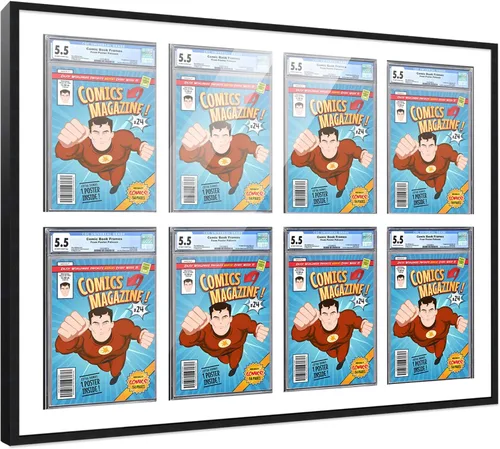 Miniatura 145 de Marco de cómic con paspartú para 8 CGC, CBCS o PGX Graded Comics - Marco de cómic blanco para cómics de 8.125 x 13 pulgadas Marco blanco