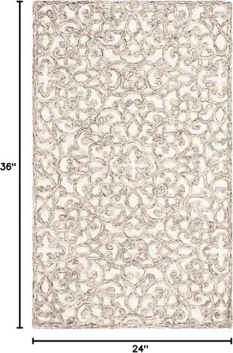 Miniatura 3 de SAFAVIEH Trace Collection - Alfombra decorativa de 2 x 3 pies, marrón y marfil, lana hecha a mano, ideal para zonas de alto tráfico en entrada, sala