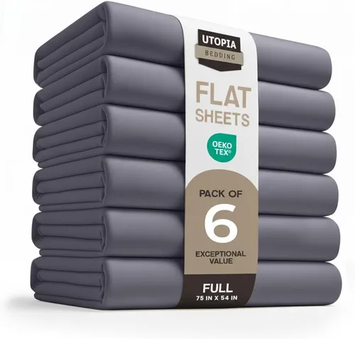Miniatura 18 de Utopia Bedding Sábanas Planas - Paquete de 6 - Tela de Microfibra Cepillada Suave - Sábana Superior Resistente al Encogimiento y Decoloración - Gris