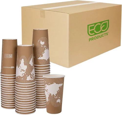 Miniatura 16 de ECO PRODUCTS Tazas de café de espresso desechables y compostables World Art de 4 onzas, caja de 1000, taza de papel caliente renovable, forro de PLA