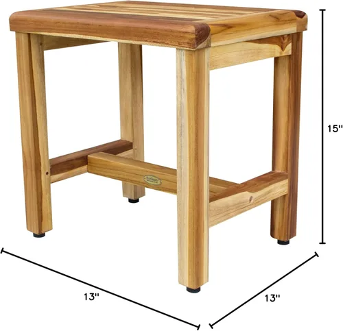 Miniatura 3 de EcoDecors Taburete de ducha de madera de teca natural de 18 pulgadas, impermeable, silla de asiento para ducha interior, proporciona seguridad