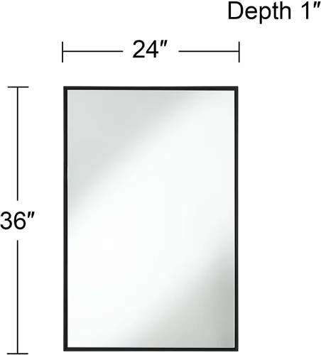 Miniatura 8 de Uttermost Andrew - Espejo de pared rectangular decorativo para tocador, moderno, marco de metal, ultra delgado, cristal flotante de 24 pulgadas