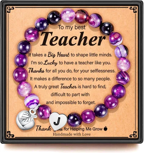 M MOOHAM Regalos para profesores para mujeres, regalos de agradecimiento para profesores, pulseras de piedra natural para profesores, pulseras de