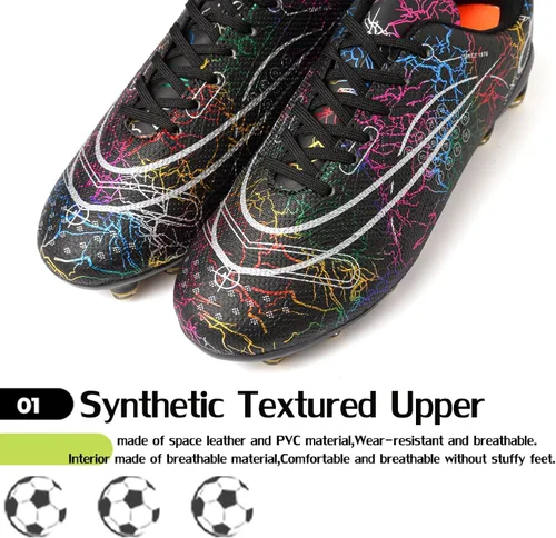 Miniatura 4 de Beyondjuff Zapatos de fútbol para niños con tacos de fútbol para suelo firme, zapatos de césped para niñas, zapatos de entrenamiento al aire libre