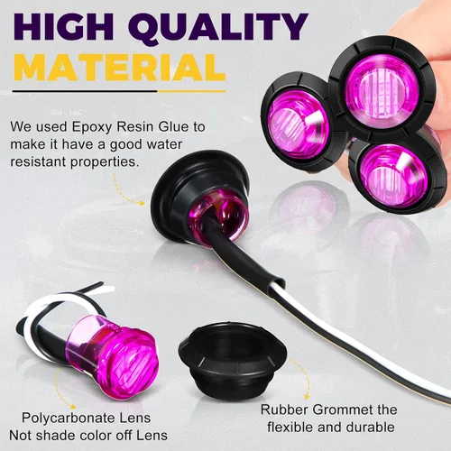 Miniatura 3 de 50 luces LED redondas de 3/4 para remolque, luces LED delanteras y traseras de 12 V, luces de remolque impermeables para camión, automóvil, autobús