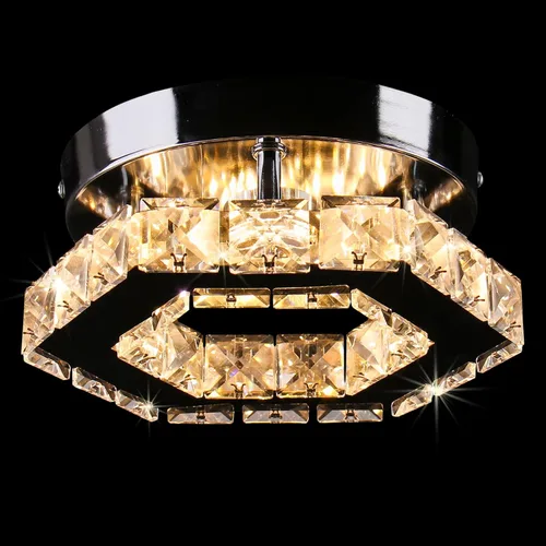 Miniatura 12 de Mini Lámpara de Araña LED de Cristal - Lámpara de Techo Empotrada Regulable Moderna con Control Remoto - Pequeña Lámpara de Araña de Estrella