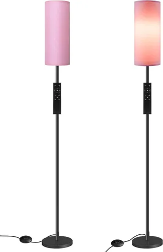Miniatura 8 de Paquete de 2 lámparas de pie rosas regulables para sala de estar con 2 controles remotos e interruptor de pie, lámpara de pie de esquina, lámpara
