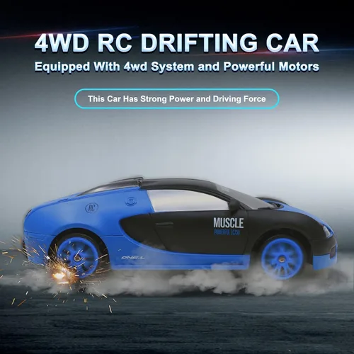 Miniatura 3 de Coche de control remoto RC Drift Car 2.4GHz escala 1:24 4WD de alta velocidad RC Vehículo con luces LED, baterías y neumáticos a la deriva, autos